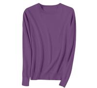 Generico Suéter de mujer de color liso de manga larga cuello redondo jersey de invierno elegante ligero túnica jersey lana merino ligero cuello alto tejido sin costuras de manga larga Tops, Bronce