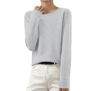 Generico Suéter de mujer de color liso de manga larga cuello redondo jersey de invierno elegante ligero túnica jersey lana merino ligero cuello alto tejido sin costuras de manga larga Tops, gris, XXL