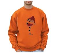 Genérico Suéter De Navidad Hombre - Sudaderas Hombres Sin Capucha Sudadera Informal sin Capucha con temática de Vaso de Cerveza navideño para Hombre (Orange L)