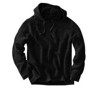 Genérico Suéter Hombre Botón hacia Alto Suéter con Capucha de Manga Larga para Hombres, Abrigo cálido con Capucha Chales para Hombres, Le Noir, XXXL