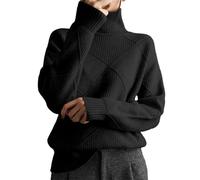 Genérico Sueter Mujer El Corte Ingles para Mujer, otoño e Invierno, Nuevo, Prendas de Punto literarias Informales holgadas, 2023 ersey Cuello Vuelto Mujer (Black, XXL)