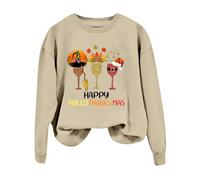 Genérico Suéter Navideño de Manga Larga Sudadera FEA de Disfraces Navideños Cómoda Camiseta de Cuello Redondo Jerséis de Navidad para Mujer Sudaderas con Estampado Divertido de Copa