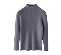 Genérico Suéteres para Niñas de Manga Corta Cuello Alto Suelto Base Suéter Vestido De Noche Chica Gran Tamaño, gris, 7-8 Años