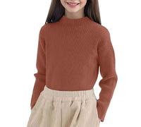 Genérico Suéteres para Niñas de Manga Corta Cuello Alto Suelto Base Suéter Vestido De Noche Chica Gran Tamaño, naranja, 6- 7 Años