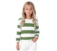 Genérico Suéteres rojos para Cárdigan Niños, Camisetas con cuello del cuello, camisetas básicas, Tops estampados a rayas cómodas, botas altas hasta la rodilla calcetín niña, verde, 6-7 años