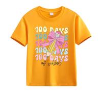 Genérico suéteres rojos para niñas V 100th Day of School Celebration for Girls and Boys Kids T Camisetas divertidas de colores de manga larga para niñas paquete térmico, naranja, 6-7 Años