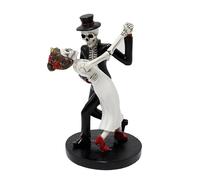Genérico Sugar Skull Couple Statue - Resin 8x7x12.5cm | Wedding Dance Skeleton Figurine, Mini Resin Collections | For Home Office Bar Decor Christmas Halloween For Women Men