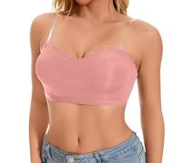 Genérico Sujetador bandeau sin Costuras Colores Puros Sujetador Con Tiras Transparentes Cómodo Y Transpirable para deportes Y Yoga