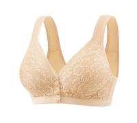 Genérico sujetador cómodo inalámbrico con cierre frontal. Diseño elegante de la parte superior, perfecto para el uso diario y un buen agarre., beige, 36