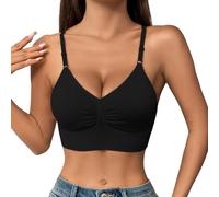 Genérico Sujetador Comodos Alto Impacto Top Deportivo Mujer Sujetadores de Alta Sujeción para Mujer,con Tirantes Ajustables Y Total,Cómodos,sin Aros. Sujetador Antiarrugas (Black,L)