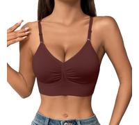 Genérico Sujetador Comodos Alto Impacto Top Deportivo Mujer Sujetadores de Alta Sujeción para Mujer,con Tirantes Ajustables Y Total,Cómodos,sin Aros. Sujetador Antiarrugas (Brown,L)
