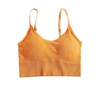 Genérico Sujetador Comodos Push Up Tops Deportivos Mujer Camiseta sin Mangas con Sujetador Incorporado,Camisetas sin Mangas para Mujer,Camisola de Algodón Bralette con (Orange,One Size)