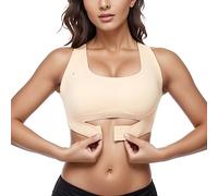 Genérico Sujetador Compresión Mujer Soporte Diario Ejercicio Ofrece Respaldo Espalda Sin Cómodo Ropa Deportiva (Khaki, XXXXL)