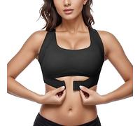 Genérico Sujetador Compresión Mujer Soporte Diario Ejercicio Ofrece Respaldo Espalda Sin Cómodo Ropa Deportiva (Black, XXXXL)