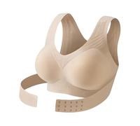 Genérico Sujetador Corrector Postura sin Espalda Sujetador Sincosturas de Cierre Frontal con Soporte de Espalda Ajustable Ropa Interior Moldeadora Transpirable Deportivos para Mujer (Beige, S)