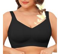 Generico Sujetador Curvebaby, cómodo Sujetador sin Aros de Cobertura Total de gelatina suavizante, sujetadors Suave sin Costuras Tipo Camiseta(Negro,L)