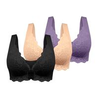 Genérico Sujetador De 3 Piezas para Mujer, Sujetador Premama Sin Aros Comodos, Sujetadores para Dormir Sin Costuras, DiseñO Sexy con Cuello, Contiene Extensor sin Anillo Front Close Back Size Place
