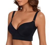 Generico Sujetador de mujer sin aros, invisible, ligero, sujetador minimizer sin costuras base top corsé espalda descubierta cuello en V sujetador embarazo suave busto yoga con tirantes estrechos