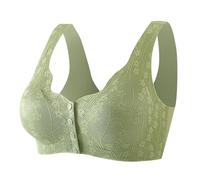 Genérico Sujetador de para mujer, cómodo y cómodo, con botón de cierre frontal, sujetadores de algodón para mujeres mayores, sin Sujetadores Escote Pronunciado (Green, XXL)
