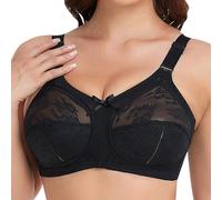Genérico Sujetador de Talla Grande para Mujer, Reductor de Encaje, Total, sujeción Firme, sin Relleno, sin (Black, 36)