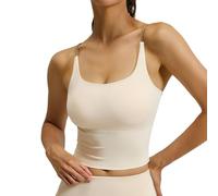Genérico Sujetador Deportivo de Cruz de Espalda de la Mujer, Ligero Racerback Top de Entrenamiento para el Yoga, Gimnasio, Correr (White,L)