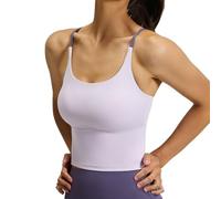 Genérico Sujetador Deportivo de Cruz de Espalda de la Mujer, Ligero Racerback Top de Entrenamiento para el Yoga, Gimnasio, Correr (Purple,XXL)