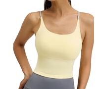Genérico Sujetador Deportivo de Cruz de Espalda de la Mujer, Ligero Racerback Top de Entrenamiento para el Yoga, Gimnasio, Correr (Yellow,3XL)