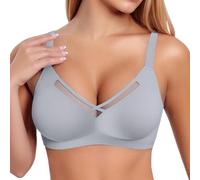 Genérico Sujetador Deportivo Mujer Talla Grande Sin y Confortable Escote Pronunciado Diseño (Light Blue, XXXXL)