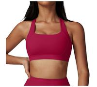 Genérico Sujetador Deportivo Mujer Top de Yoga con Almohadilla Desmontable Doble Capa Cuello Redondo Ideal para Gimnasio Entrenamiento y Estiramiento Disponible en Tallas Variadas Color Negr (Red, M)