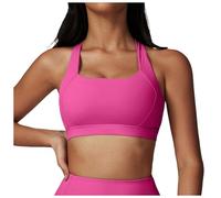 Genérico Sujetador Deportivo Mujer Top de Yoga con Almohadilla Desmontable Doble Capa Cuello Redondo Ideal para Gimnasio Entrenamiento y Estiramiento Disponible en Tallas Variadas Color Negr (L)