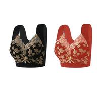 Genérico Sujetador Deportivo Sujetadores Push Up Mujer Sujetador Deportivo de Talla Pequeña para Mujer,con Escote Pronunciado,sin Aros,de Encaje Que Reduce El Antiarrugas (Bk3,L)