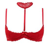 Genérico Sujetador Encaje sin Aros Mujer Sexy Sujetador Pecho Abierto Lencería Picardías Erótica Transparente Bra Bralette con Huecos Suave Bowknot para Adultos