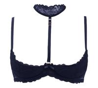 Genérico Sujetador Encaje sin Aros Mujer Sexy Sujetador Pecho Abierto Lencería Picardías Erótica Transparente Bra Bralette con Huecos Suave Bowknot para Adultos