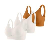 Genérico Sujetador para Mujer Fruncido sin Costuras Básico Bandolera Ajustable Tallas Grandes Sostenes Aros con Relleno lencería Anillo de Acero Yoga Entrenamiento