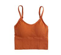 Genérico Sujetador Reductor Comodos Tops Deportivos Mujer Espalda En Forma de U para Mujer con Una Correa En El Interior sin Anillo de Interior Inferior Strap Bra Sujetadores Sujetador (Orange,M)