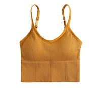 Genérico Sujetador Reductor Comodos Tops Deportivos Mujer Espalda En Forma de U para Mujer con Una Correa En El Interior sin Anillo de Interior Inferior Strap Bra Sujetadores Sujetador (Yellow,S)