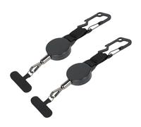 Genérico Sujetador Retráctil para Teléfono - 2 Unidades Cordón Antirrobo con Mosquetón - Seguro Bloqueo Móvil - para Senderismo, Transporte Diario, Viajes y Acampada