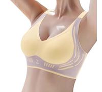 Genérico Sujetador sin Aros con Relleno,Lencería Soutien-Gorge de Sport pour Femme,Avec Boucle Sur le Devant,Bord en Dentelle,Sans anneau Acier,coutures,ajustement serré,idéal Yoga et Sommeil