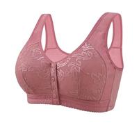 Generico Sujetador sin aros mujer push up bralette abierto frente curvado sujetador minimizer cómodo sujetador seamless básico brassiere mastoplastia corsé espalda desnuda, Rosa cálida., XXL