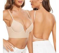 Genérico Sujetador sin Espalda Baja para Mujer Básico Push up Invisible Sujetadores sin Aros Color Liso Cómodo Sujetador con Tirantes Convertible para Vestido y Boda