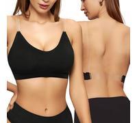 Genérico Sujetador sin Espalda Baja para Mujer Básico Push up Invisible Sujetadores sin Aros Color Liso Cómodo Sujetador con Tirantes Convertible para Vestido y Boda