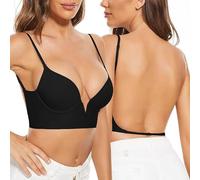 Genérico Sujetador sin Espalda Baja para Mujer Básico Push up Invisible Sujetadores sin Aros Color Liso Cómodo Sujetador con Tirantes Convertible para Vestido y Boda