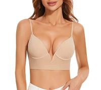 Genérico Sujetador sin Espalda Mujer de V Profunda Cómodo Costuras Invisible Push Up para Mujeres Descubierta Profundo Cuello en U Multiposición Push Up Sujetador con Escote Profundo Deep
