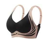 Genérico Sujetador sin Mujer Camiseta cómodo sin diseño Tela Transpirable Ligero Soporte Natural (Black, XXXL)