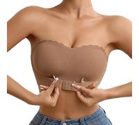 Genérico Sujetador Sin Tirantes para Mujer Comodos Suave Sujetadores sin Aros Hebilla Delantera Invisible Push Up Bra con Relleno Liso Básico para el Día a Día Transpirable Strapless Bras for Women