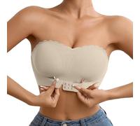 Genérico Sujetador Sin Tirantes para Mujer Comodos Suave Sujetadores sin Aros Hebilla Delantera Invisible Push Up Bra con Relleno Liso Básico para el Día a Día Transpirable Strapless Bras for Women