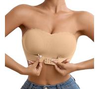 Genérico Sujetador Sin Tirantes para Mujer Comodos Suave Sujetadores sin Aros Hebilla Delantera Invisible Push Up Bra con Relleno Liso Básico para el Día a Día Transpirable Strapless Bras for Women