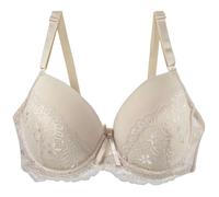 Genérico Sujetadores Push Up Mujer - Sujetador con Aros de Talla Grande con Tirantes Ajustables y Copa Moldeadora de Encaje Sexy para Mujer (Beige 100C)