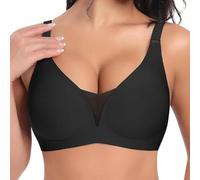 Genérico Sujetadores sin Costuras Cuello V Push Up Bralette Básicos Sexy Bandolera Ajustable Comodos Sujetador Mujer Suaves Elástico Sujetadors sin Aros (01 Negro, L)