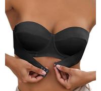 Genérico Sujetadores - Women's Comfortable Wireless Front Closure Bra For Everyday Use with Design and Transparent Straps (Black 75C)